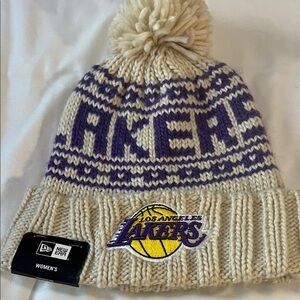 New Era Lakers Cream and Purple Beanie